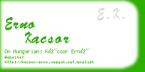 erno kacsor business card